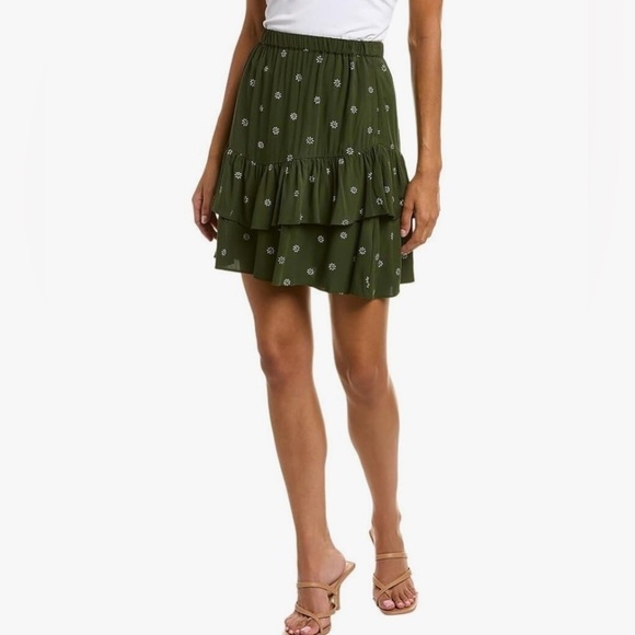 Madewell Pull Green Tired Mini Ruffles Lightweight Skirt - Picture 5 of 9